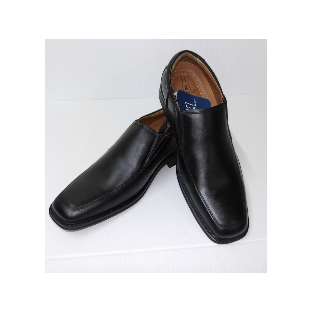 George Mens Slip On Dress Shoes Black Square Toe Loafers Size 11 /#26704